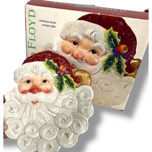 Fitz & Floyd Christmas Santa Canapé Plate Handcrafted Ceramic